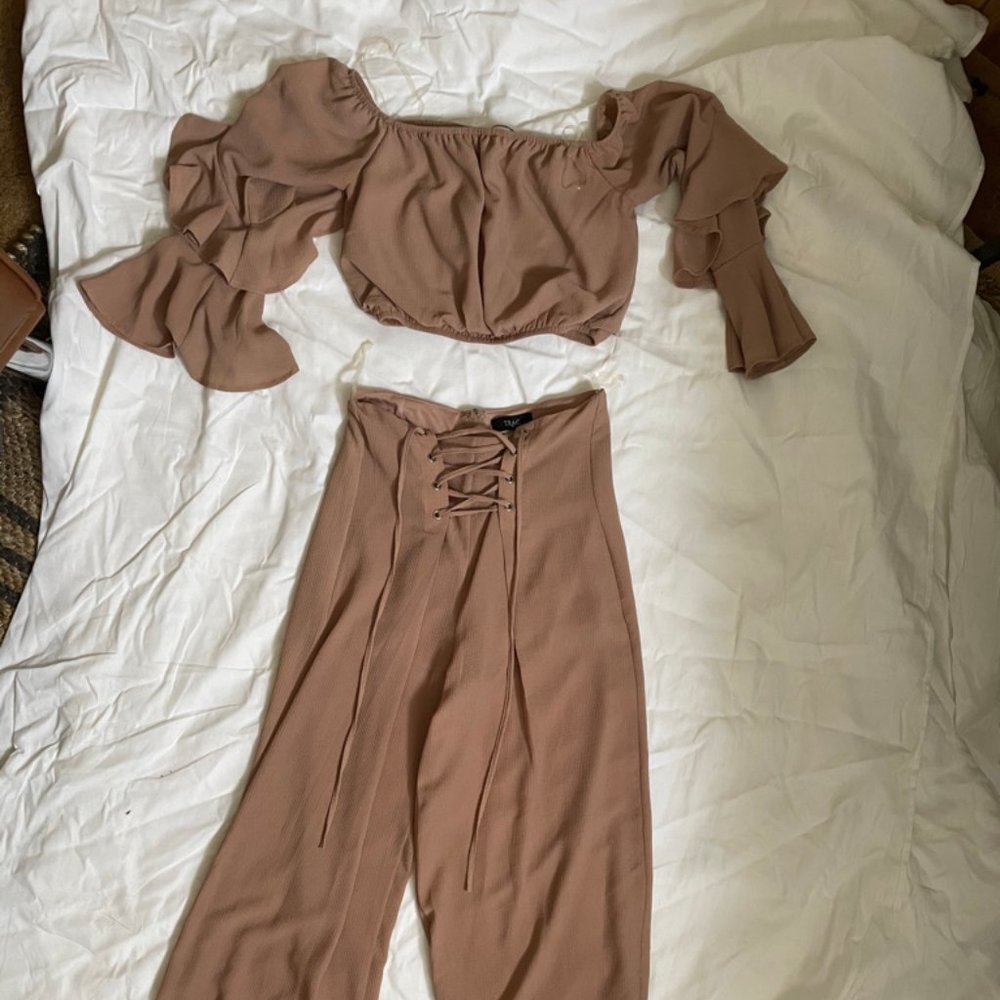 Pink Flowy Top + Pants Set